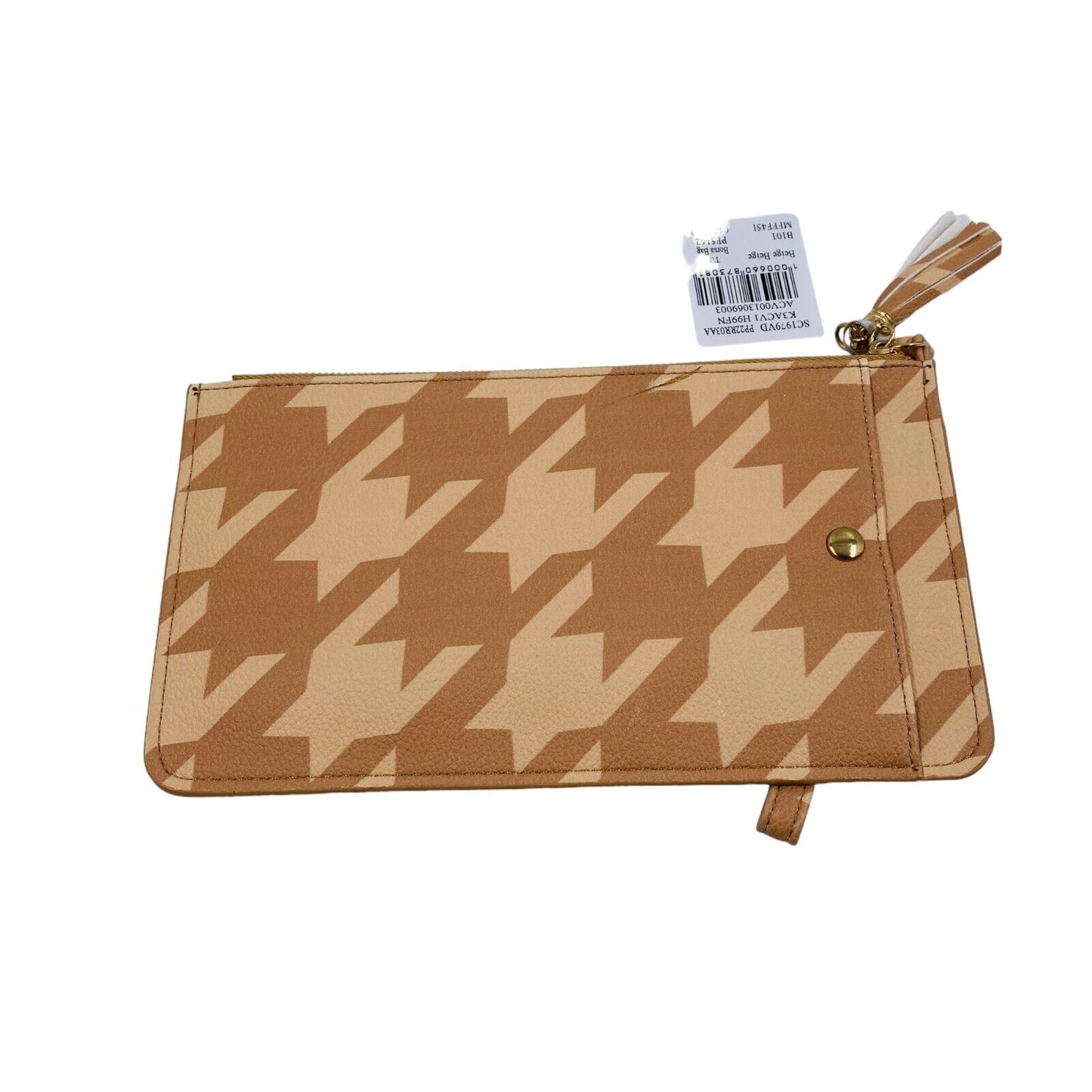 RINASCIMENTO Pochette portefeuille en cuir écologique beige