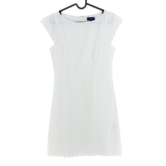 GANT Weißes Kleid mit Broderie Anglaise, Größe EU 36, UK 8, US 6