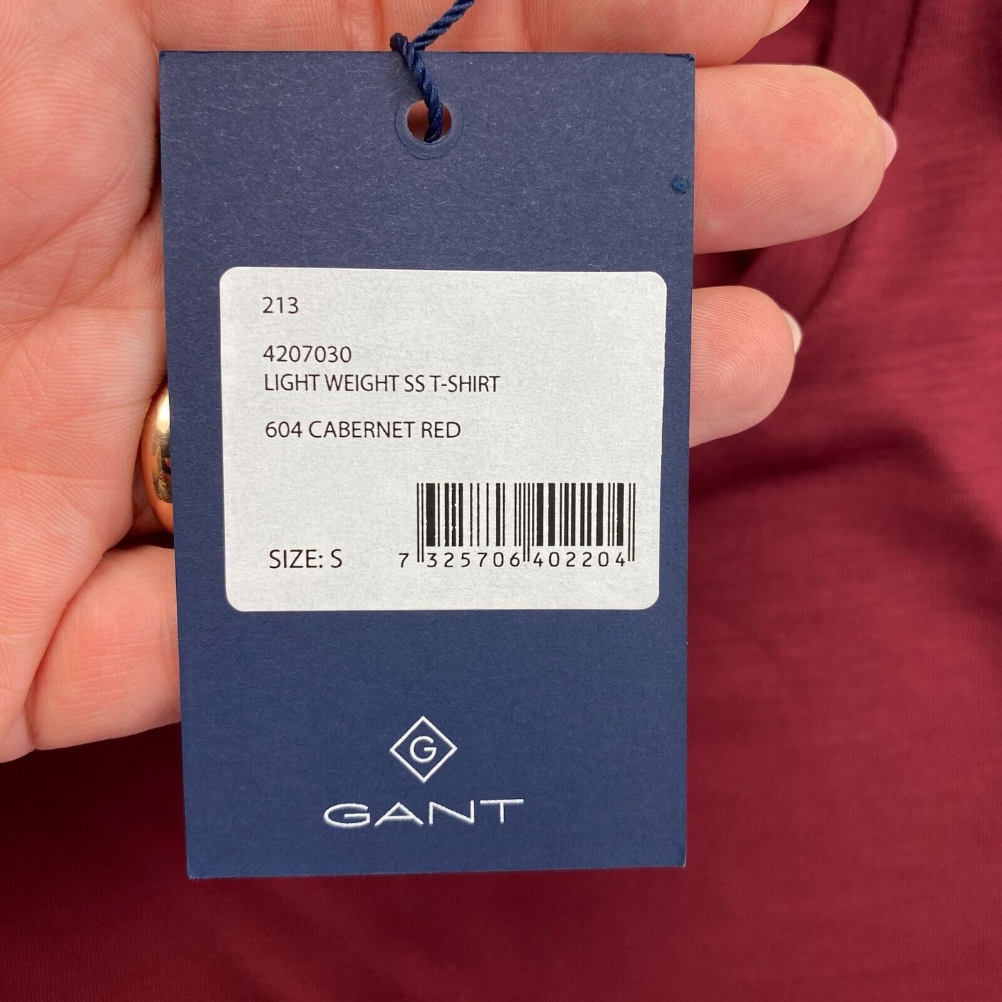 GANT Women Dark Red Light Weight Crew Neck Short Sleeves T Shirt Size S