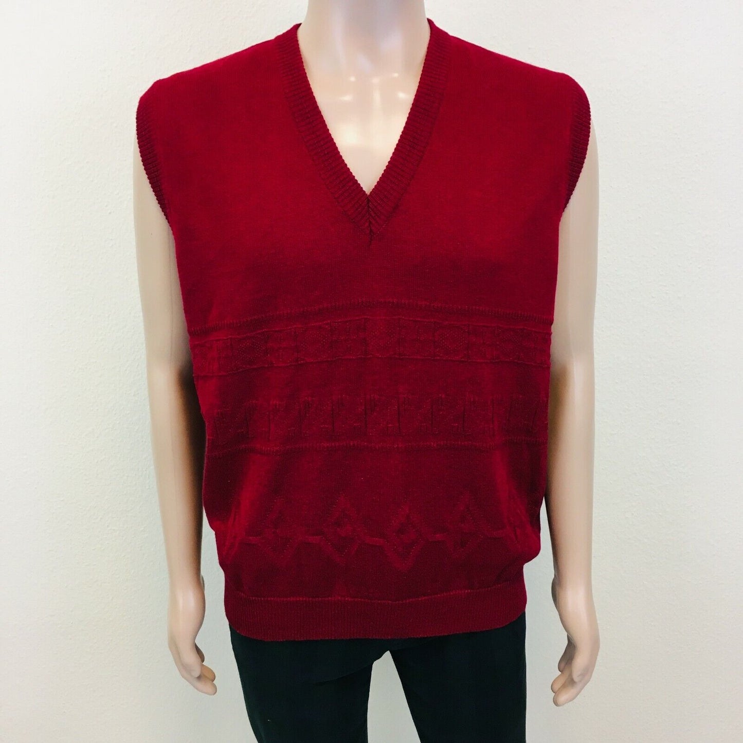 Baileys Red Cotton Blend Sleeveless Jumper Waistcoat Vest Size L