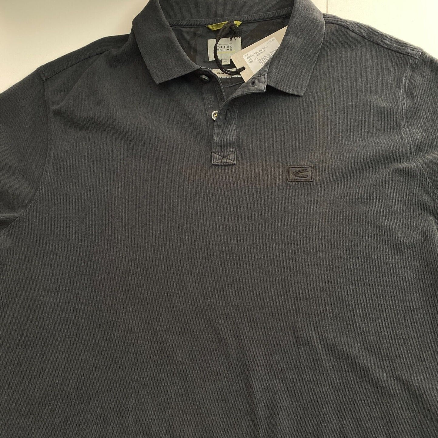 CAMEL ACTIVE Men Dark Grey Garment Dyed Short Sleeves Polo Shirt Size 2XL XXL