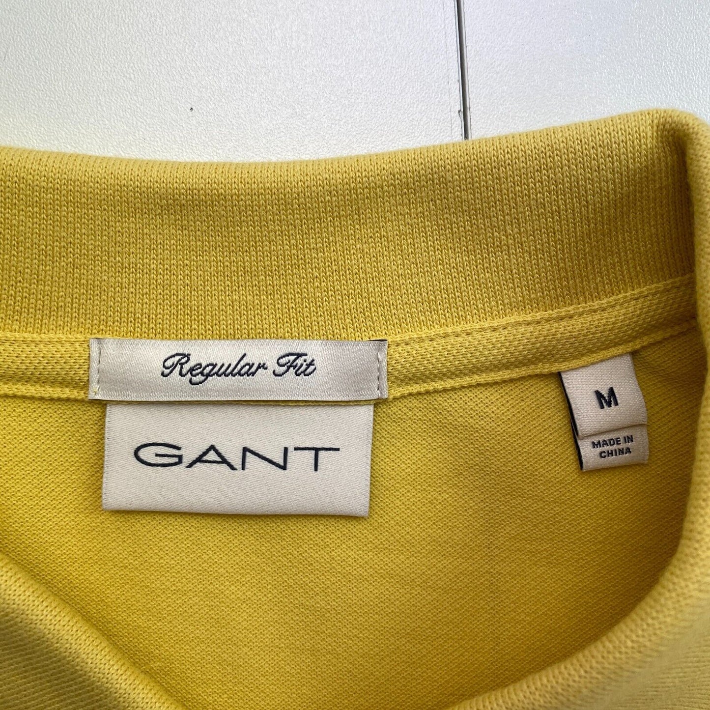 GANT Men Yellow Reg Shield Pique Short Sleeves Polo Shirt Size M