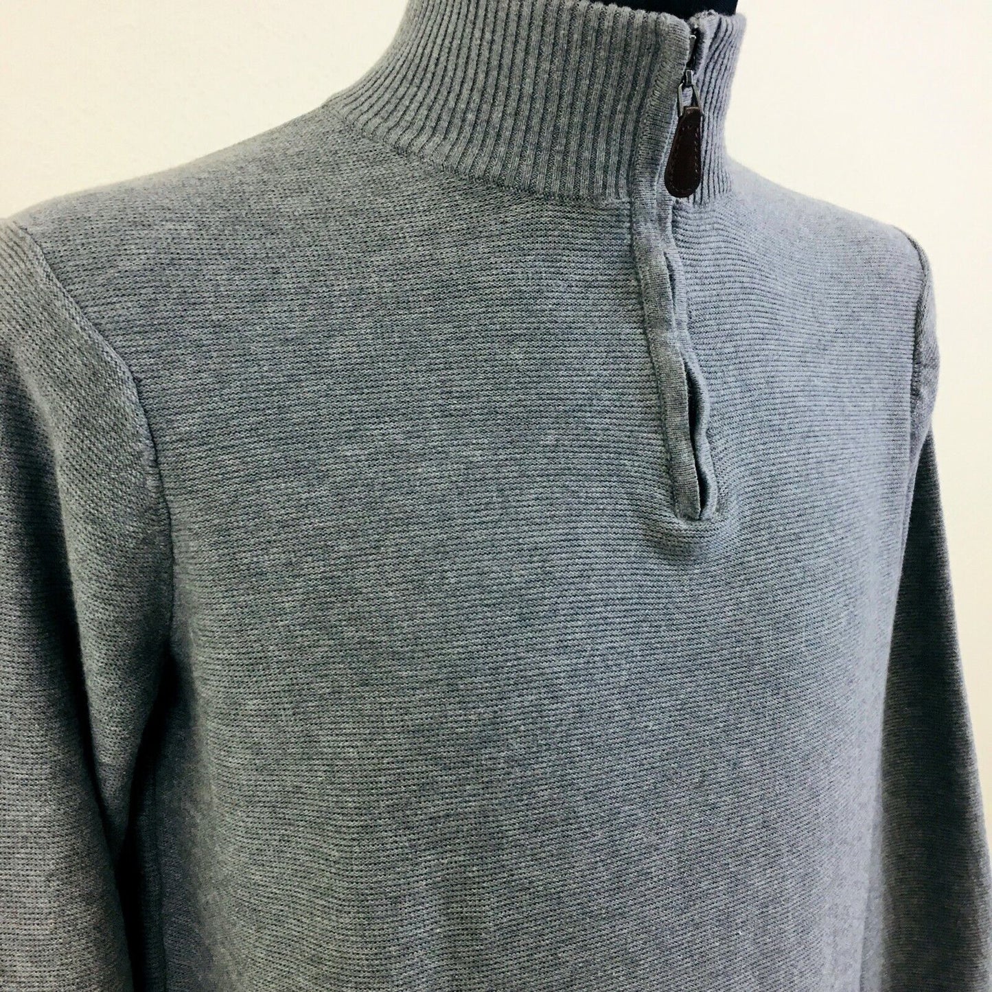 The Savile Row Company Men Grey Zip Neck Cotton Sweater Jumper Size M