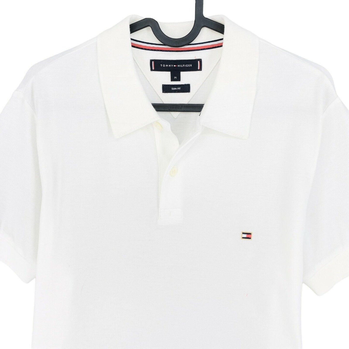 TOMMY HILFIGER White Slim Fit Polo Shirt Size M