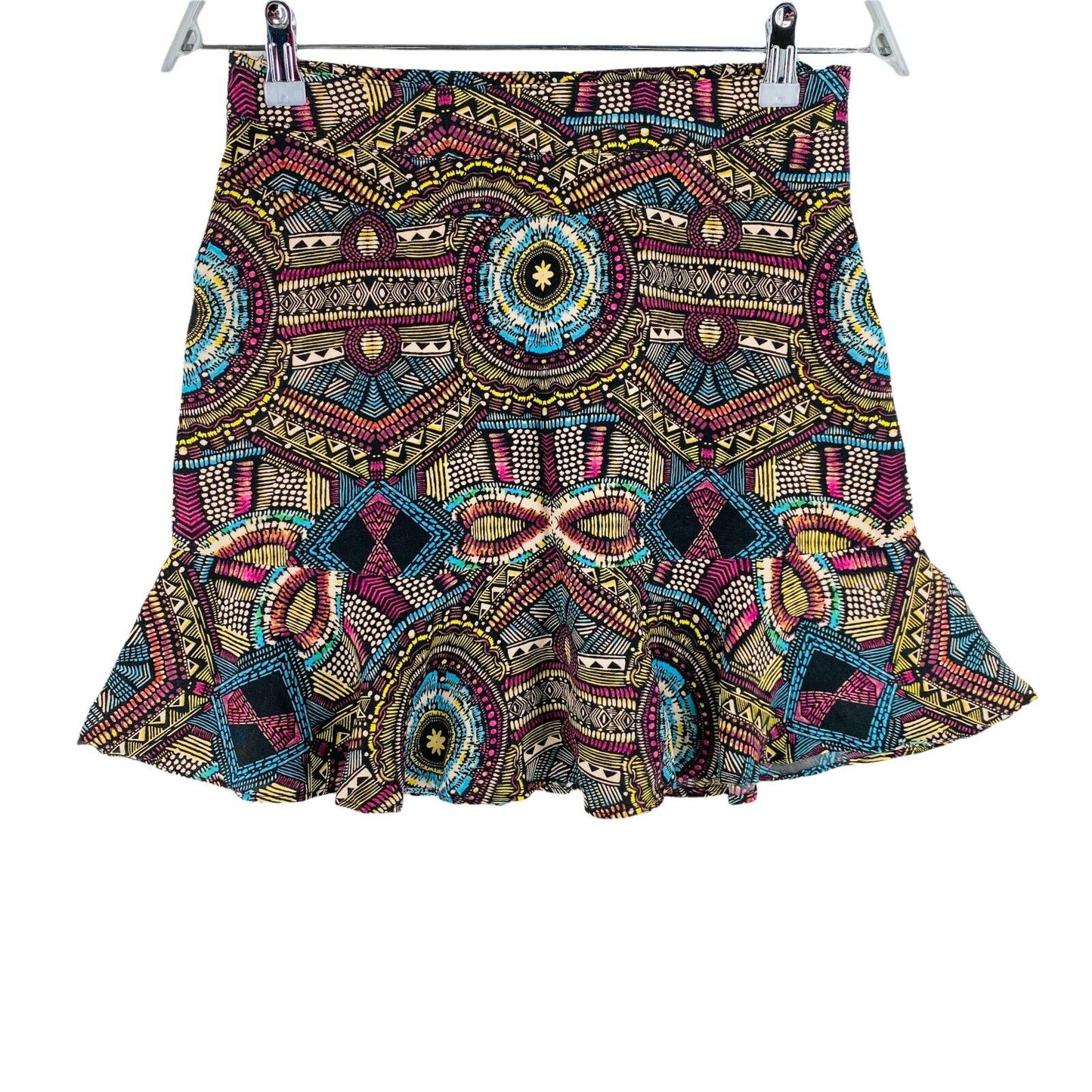 STRADIVARIUS Coloured Printed Lines Short Skirt Size S