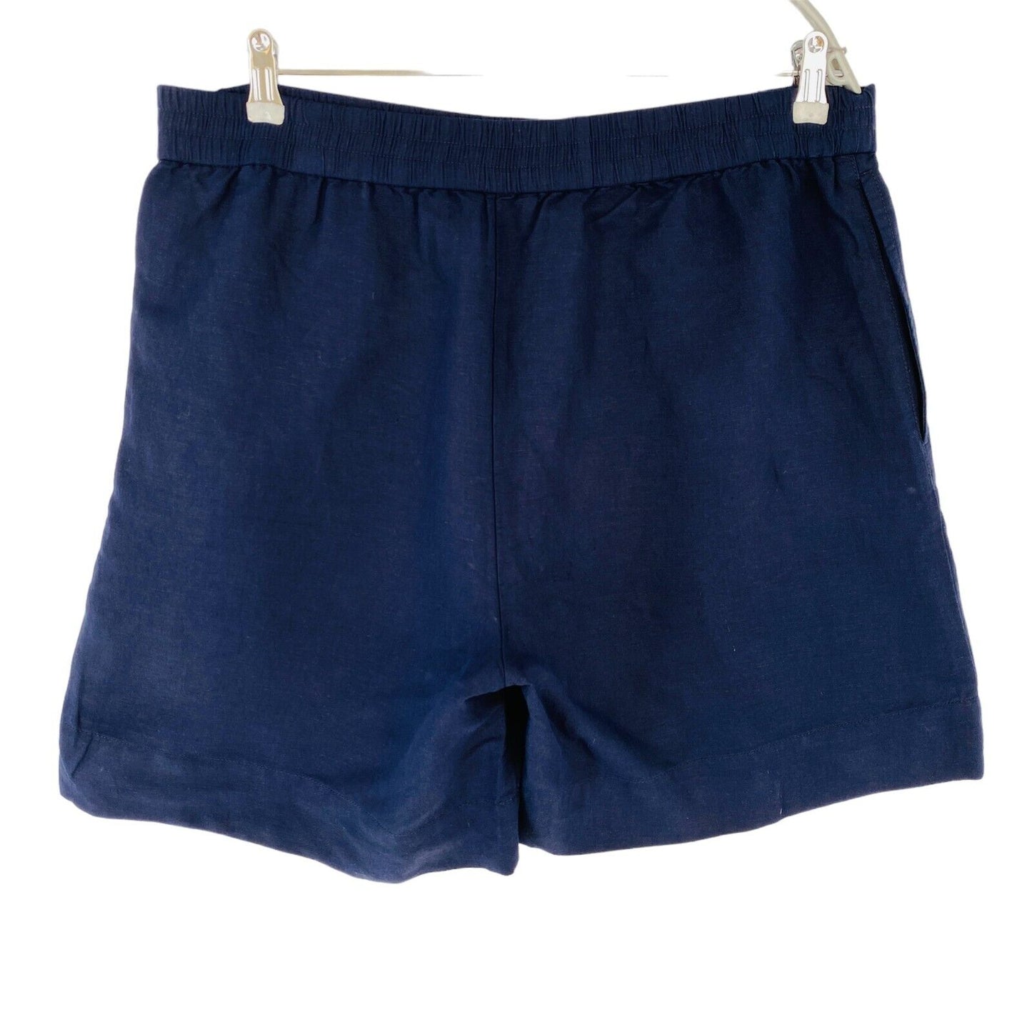 GANT Women Dark Blue Regular Fit Linen Blend Shorts EUR 46 UK 18 US 16