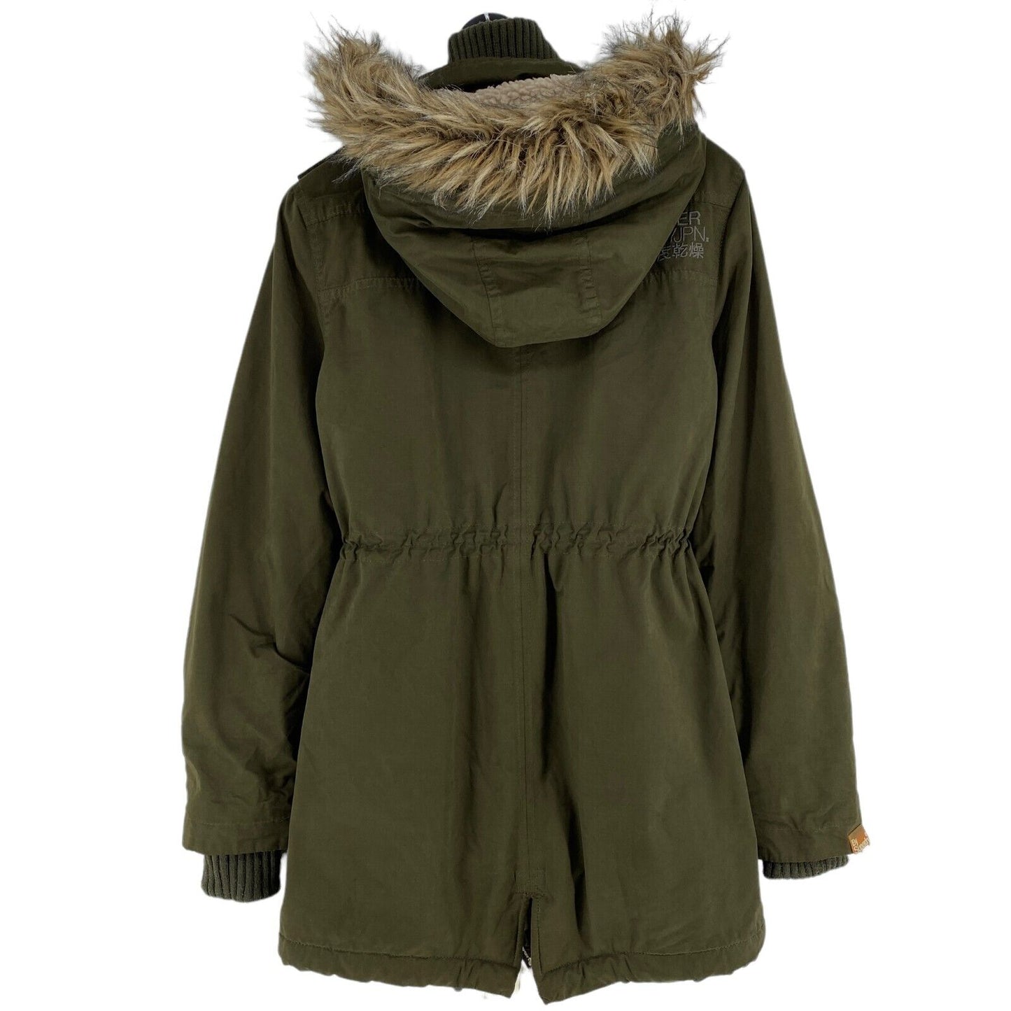 SUPERDRY Professional The Windparka Dunkelgrüne Kapuzenjacke aus Baumwollmischung Größe S