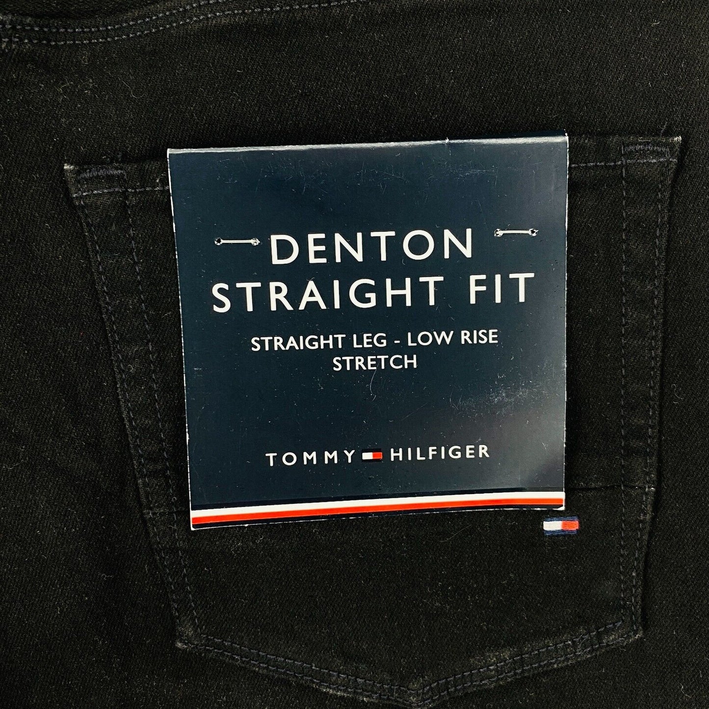 Tommy Hilfiger DENTON Mens Black Stretch Regular Straight Fit Jeans W34 L34