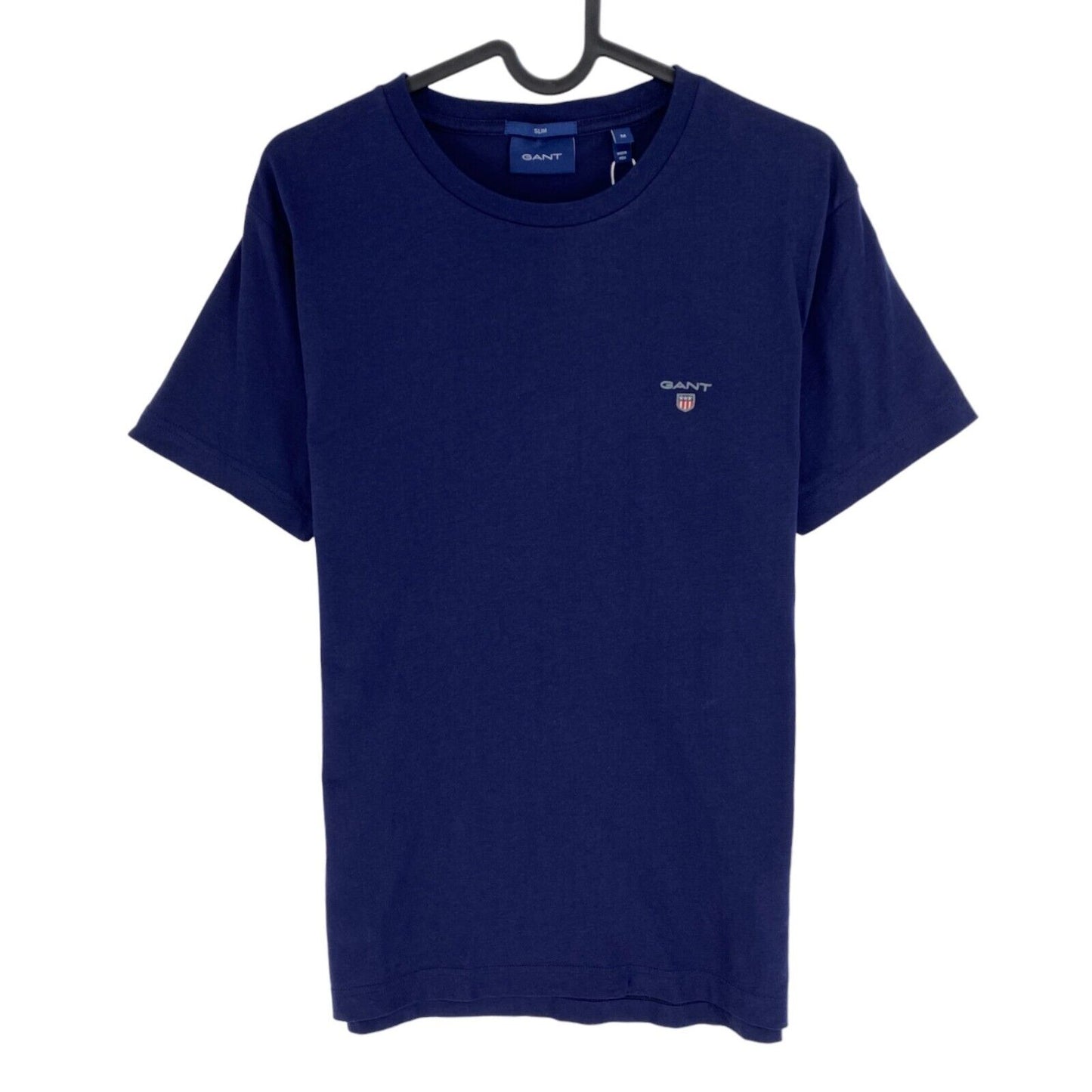 GANT Men Navy Blue Original Slim Fit Crew Neck Short Sleeves T Shirt Size M