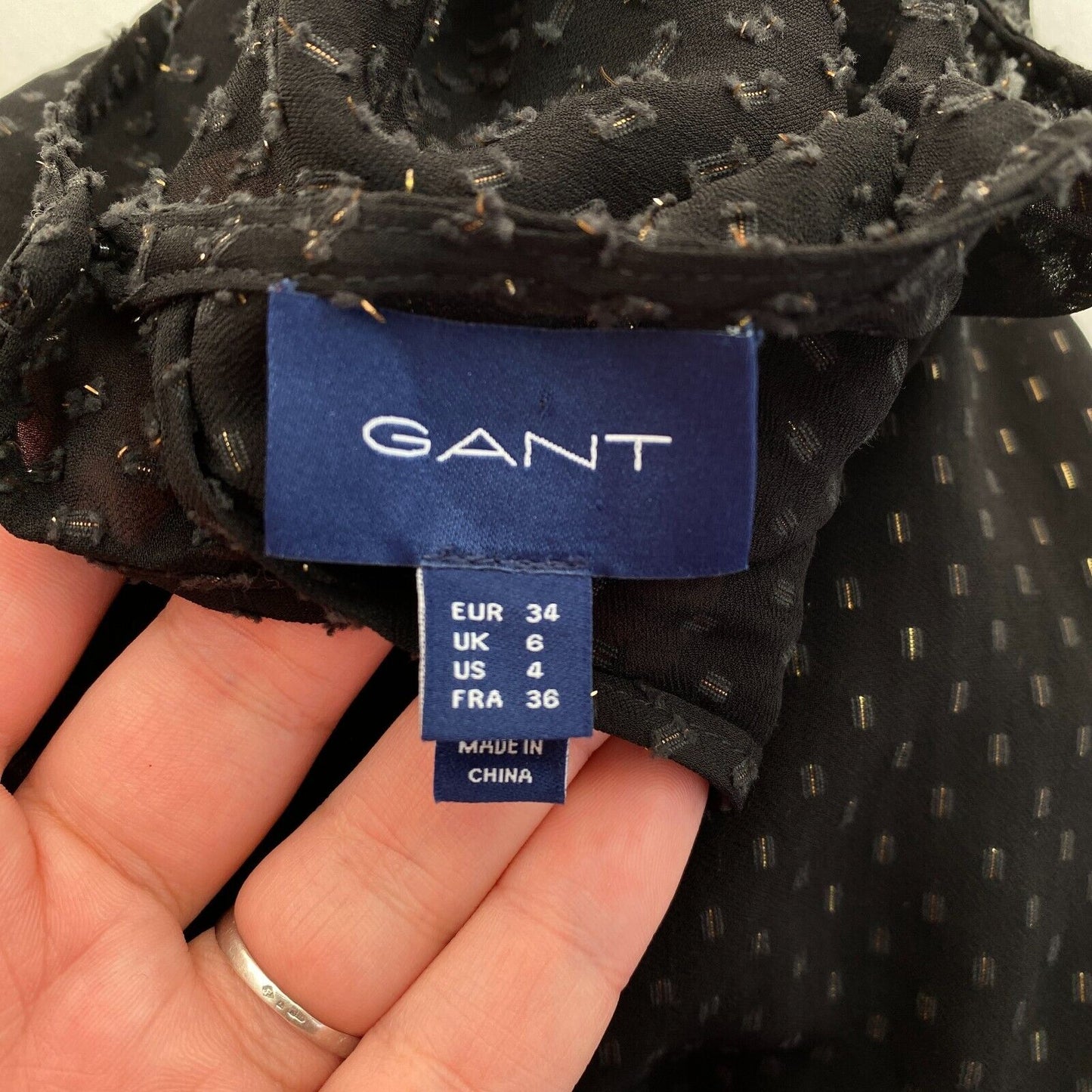 GANT Black Gold Dot Blouse Size EU 34 UK 6 US 4