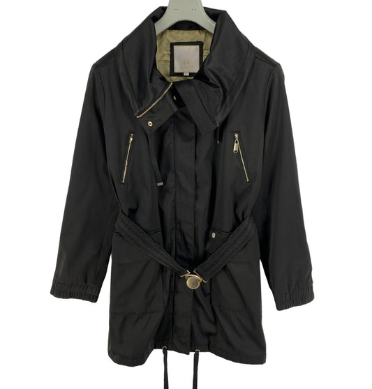 La Martina Noir Femme Trench Veste d'extérieur Manteau Taille 6 - 2XL