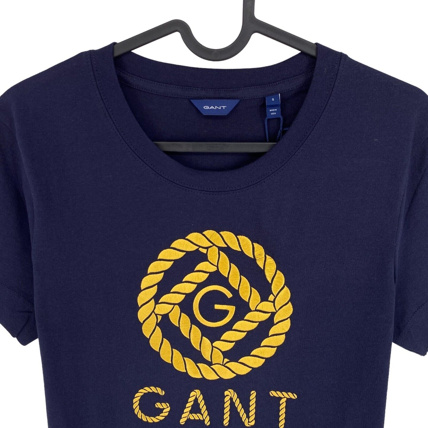 GANT T-Shirt mit Rundhalsausschnitt und Seilsymbol, Marineblau, Größe S