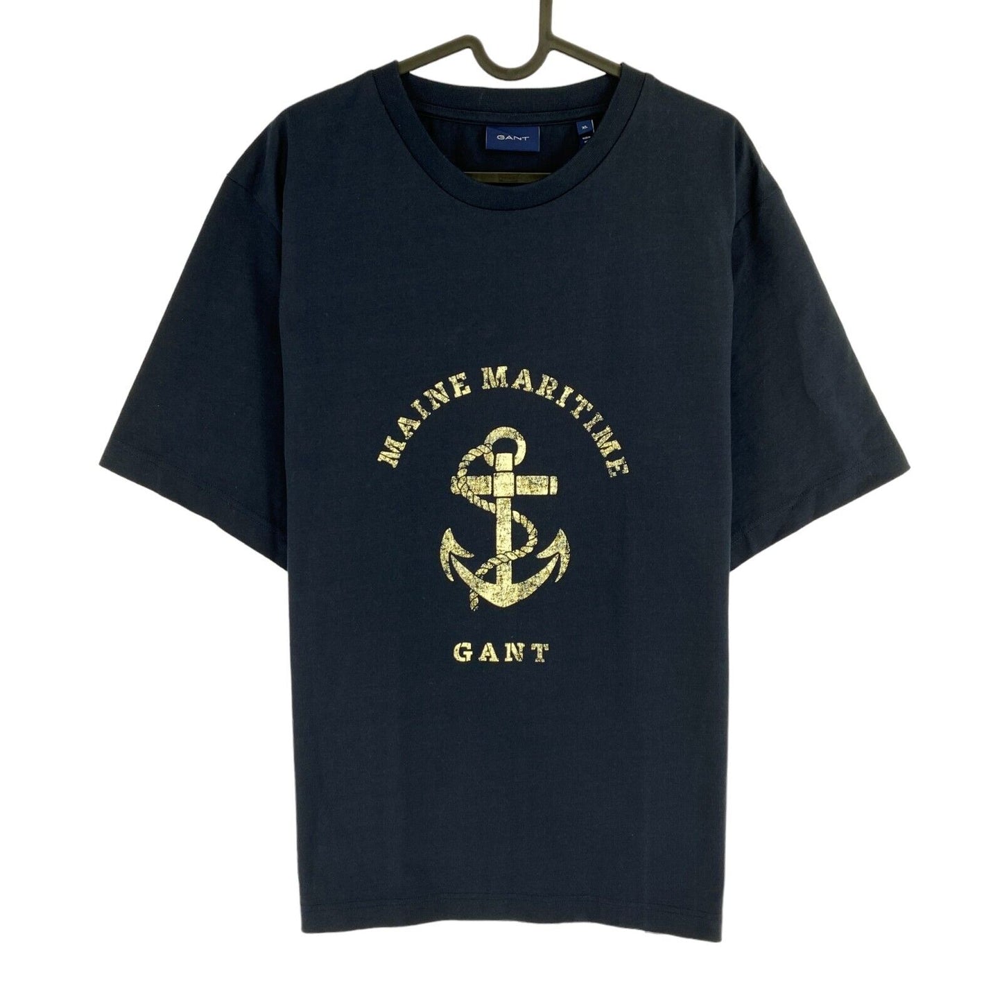 GANT Men Navy Blue Maritime Crew Neck Short Sleeve T Shirt Size XL