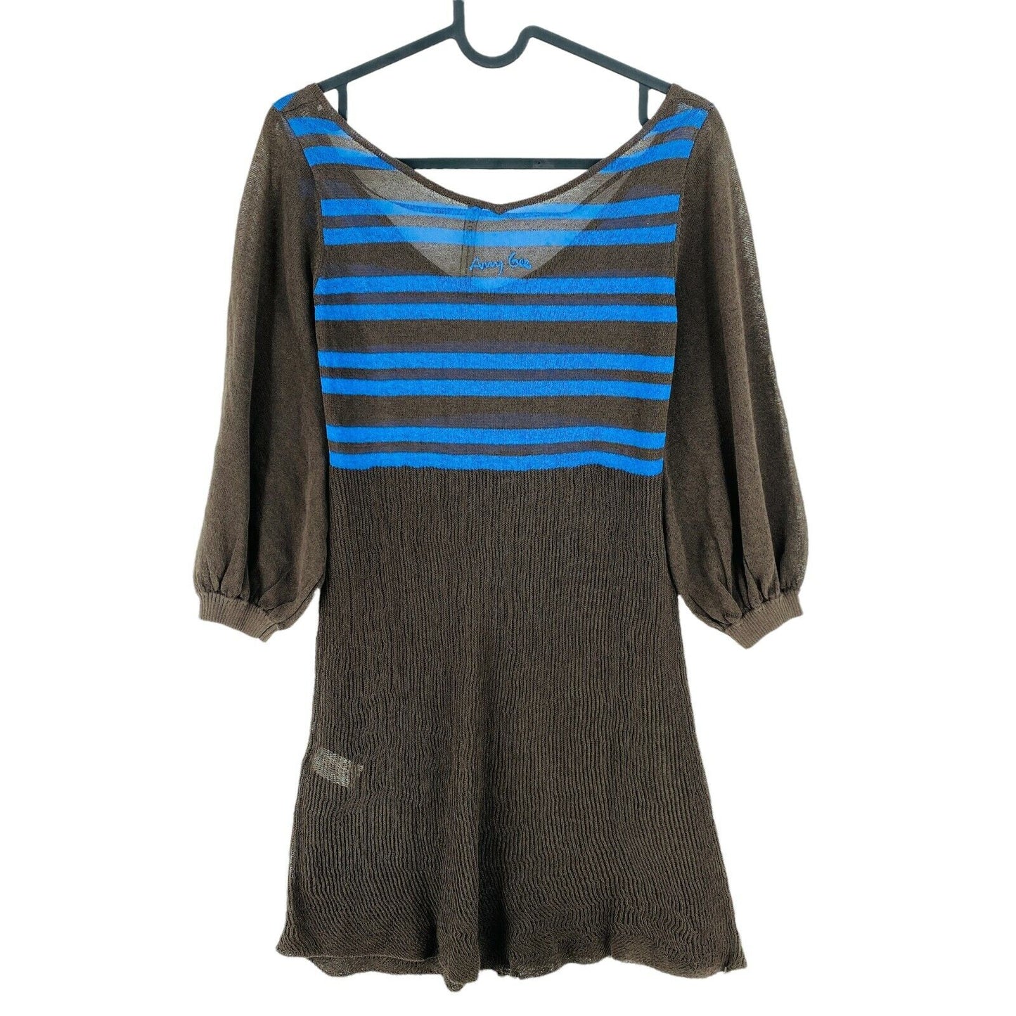 AMY GEE Brown V Neck Striped Flared Dress Size XS S