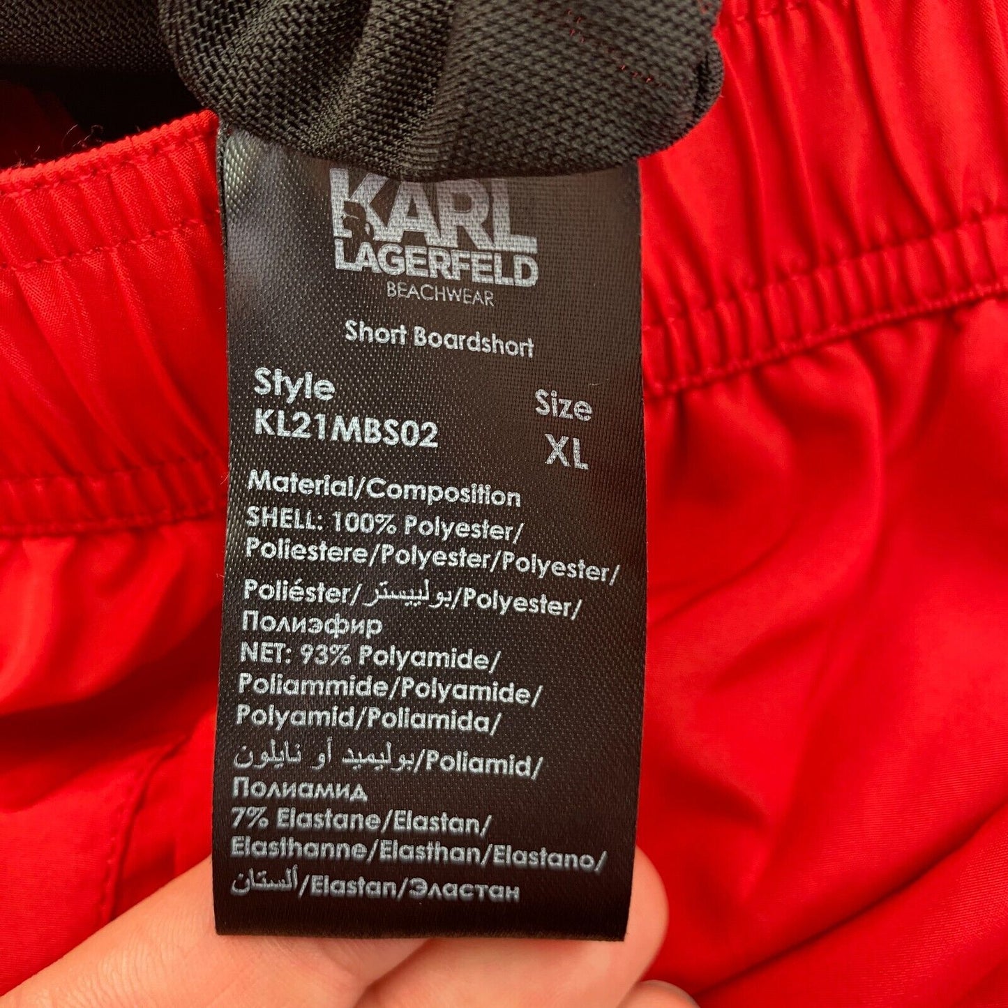 Karl Lagerfeld Red Classic Regular Fit Board Swimming Shorts Size XL