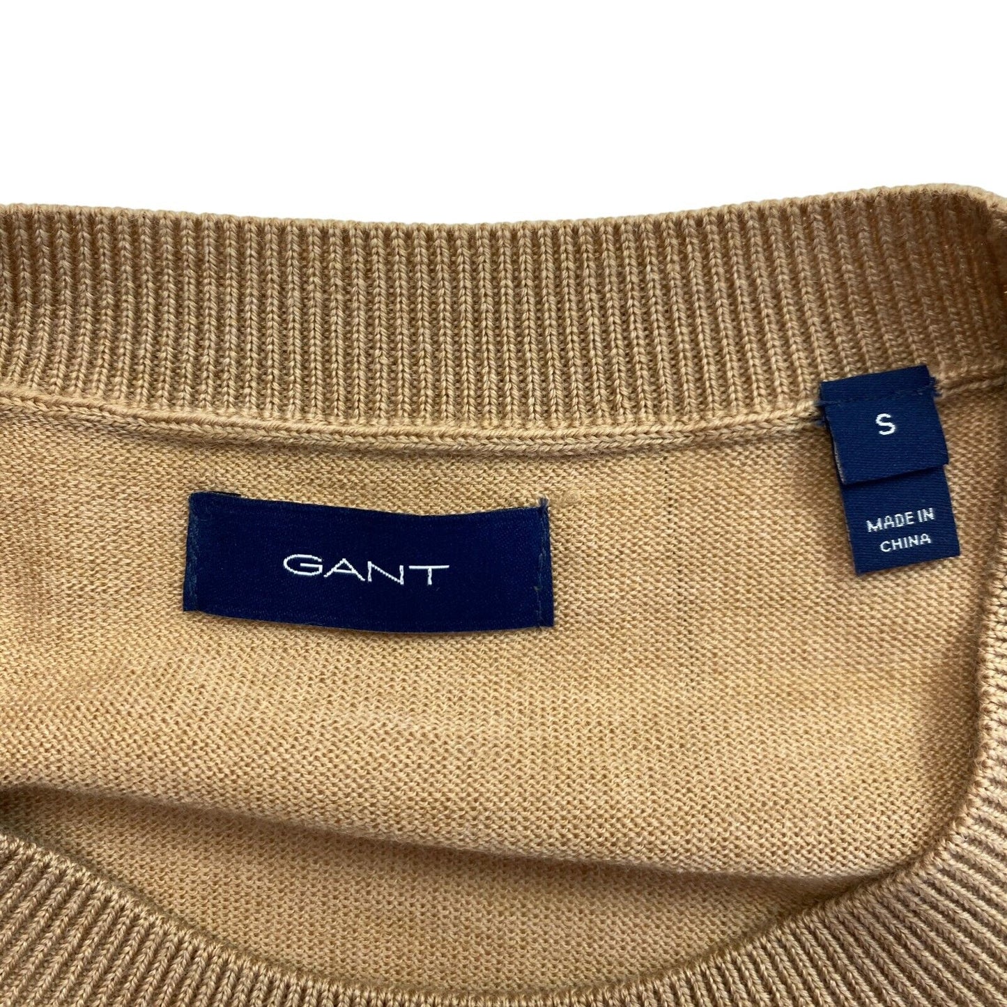 GANT Pullover mit Rundhalsausschnitt, 100 % Wolle, Braun, Größe S