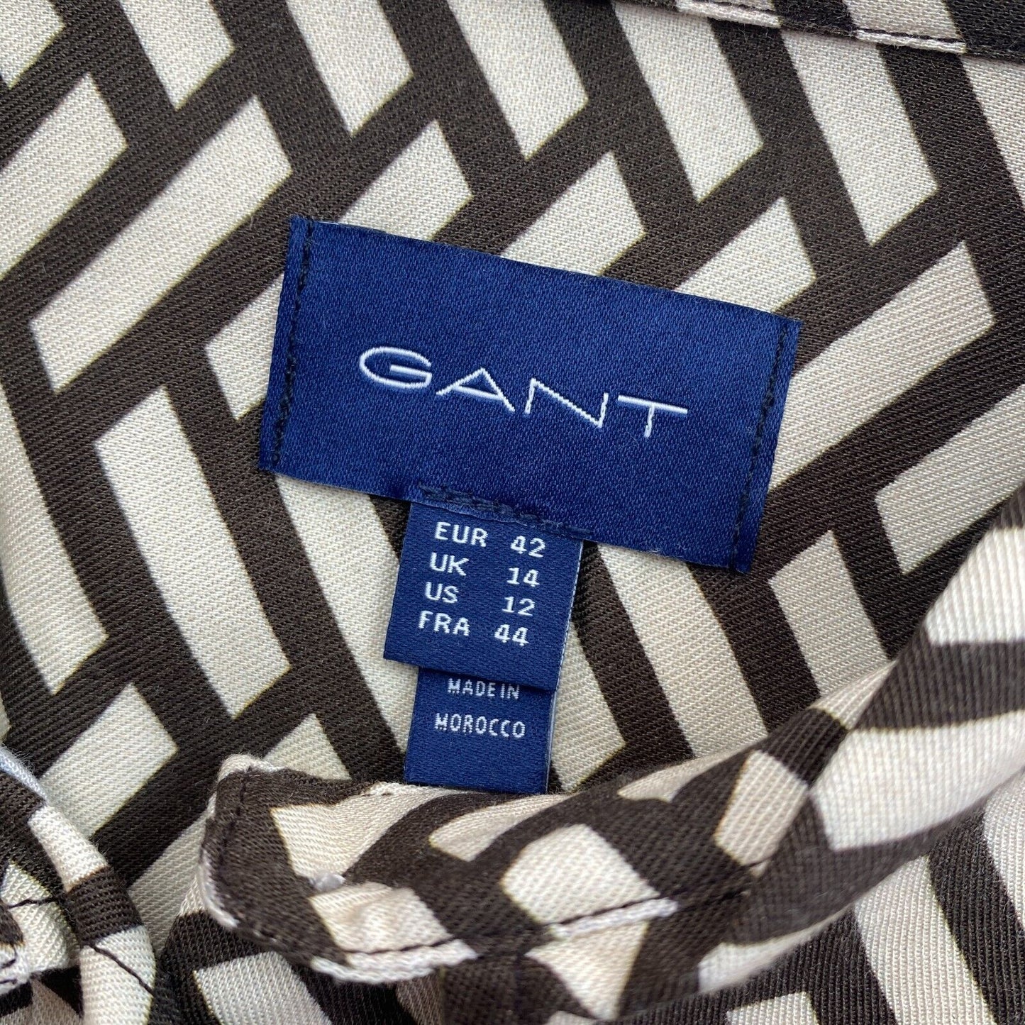 GANT Brown Relaxed Geometric Shirt Size EU 42 UK 14 US 12