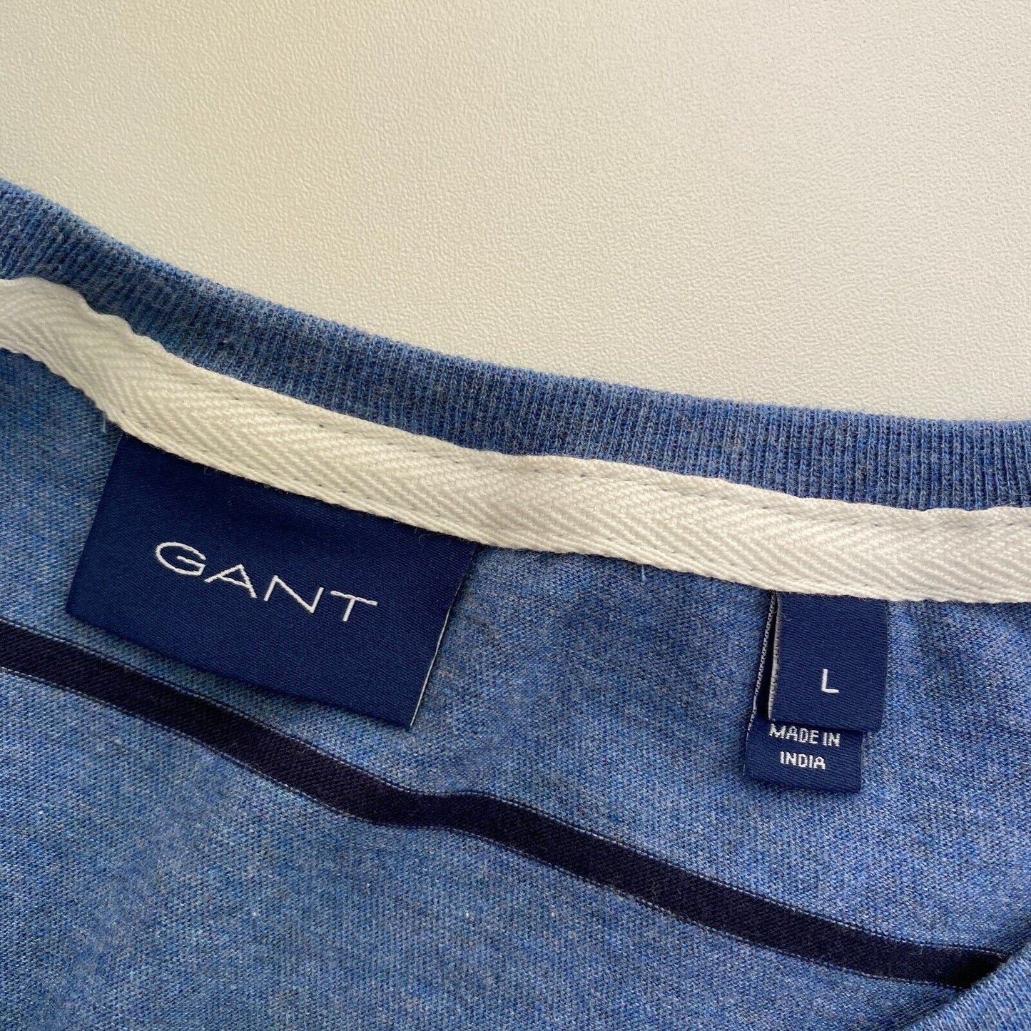 GANT Blue Striped Crew Neck T-Shirt Size L