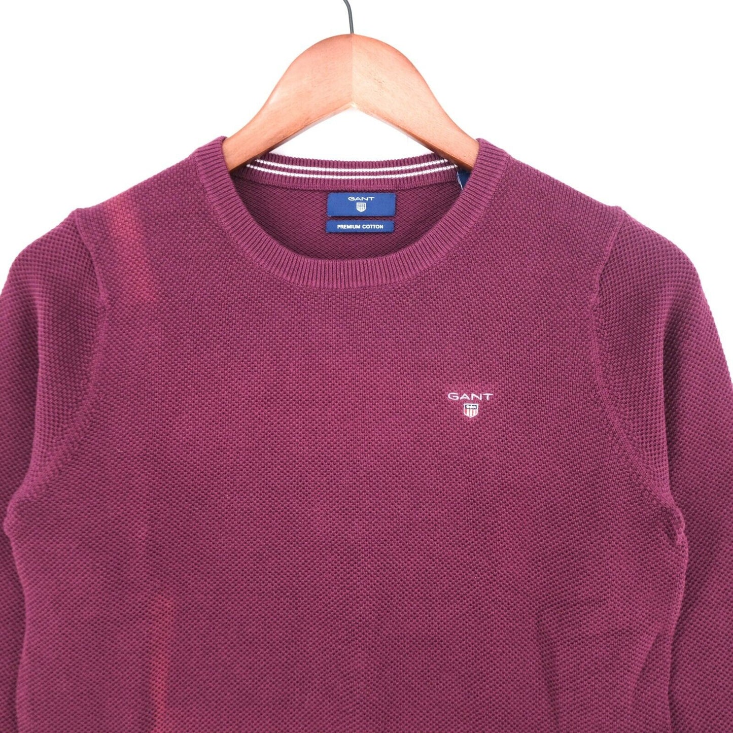 GANT Purple Cotton Pique Crew Neck Sweater Jumper Size S