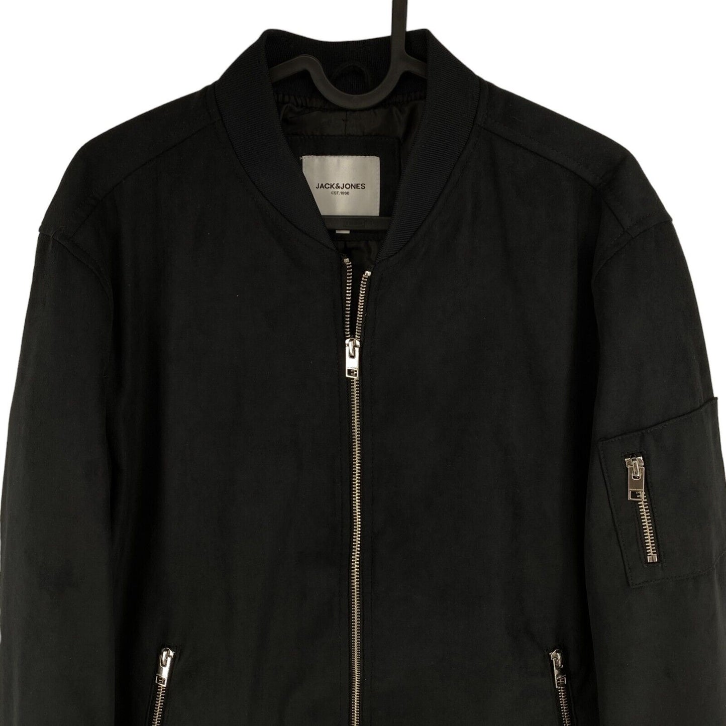 JACK&amp;JONES Herren Bomberjacke Rocky aus Wildlederimitat, Schwarz, Größe L