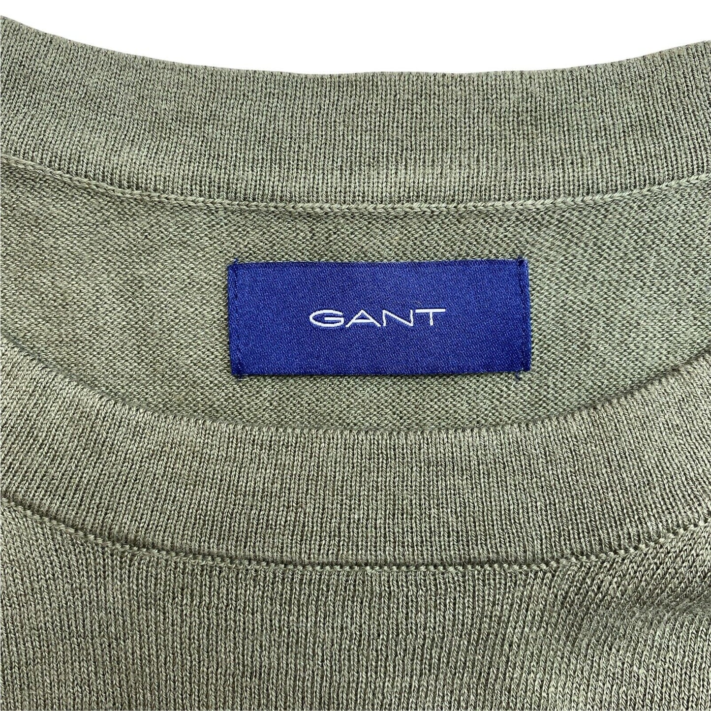 GANT Grüner Pullover aus Baumwolle und Kaschmir mit Rundhalsausschnitt, Größe SL XL