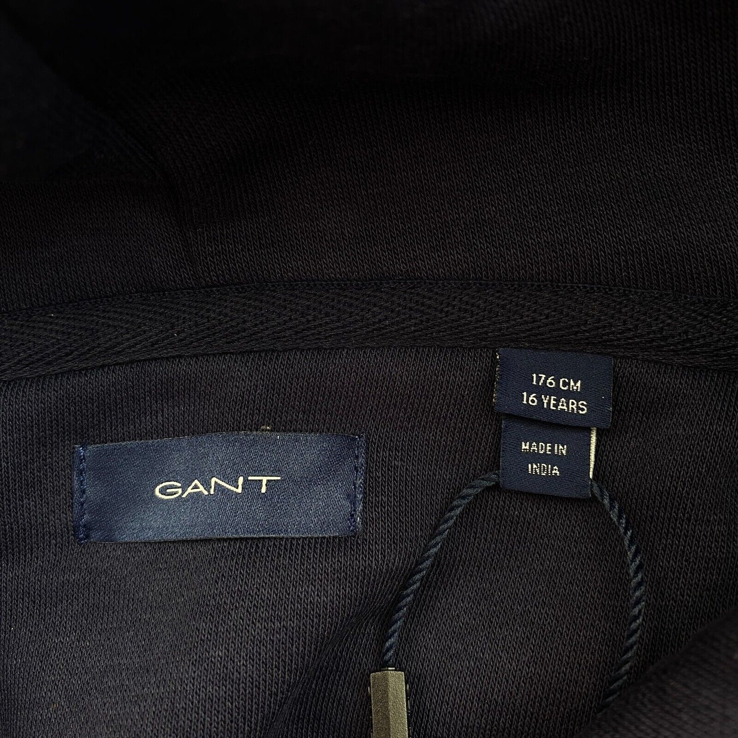 GANT Boys Navy Blue Tonal Archive Shield Hoodie Sweater Size 16 Years 176 cm