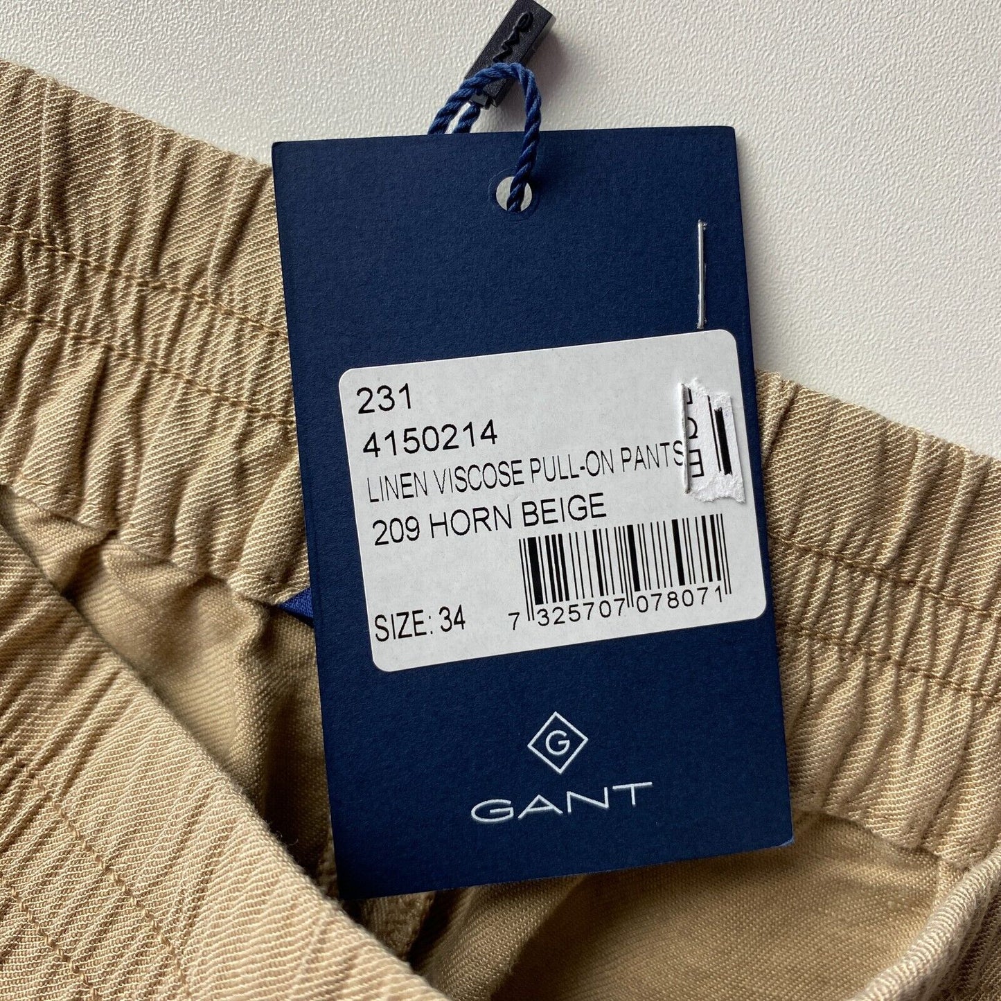 GANT Women Beige Relaxed Wide Leg Fit Linen Blend Trousers EUR 34 UK 8 US 4