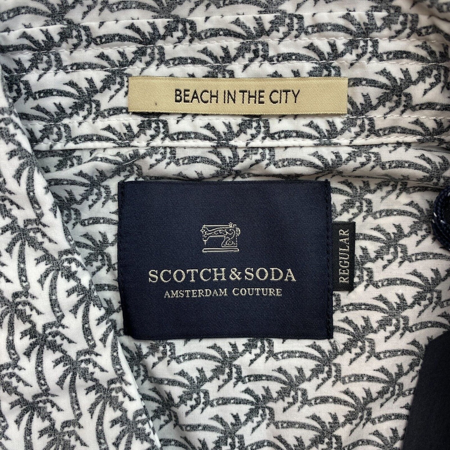 SCOTCH & SODA Grey Palm Print Regular Fit Shirt Size M XL