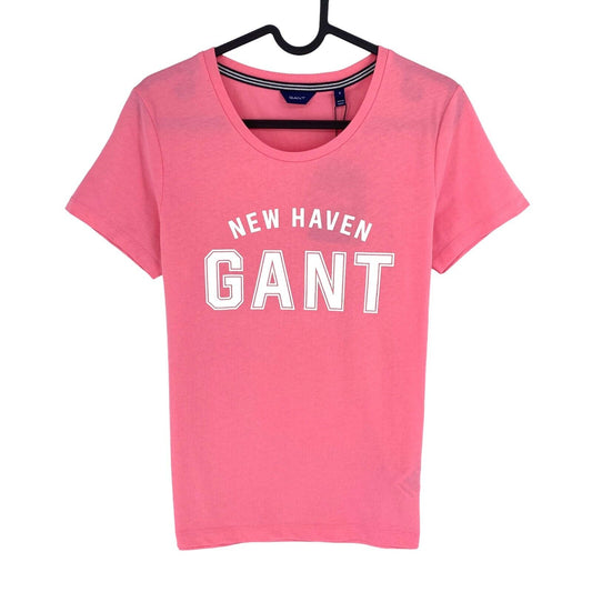 GANT Women Pink Logo Crew Neck T Shirt Size S