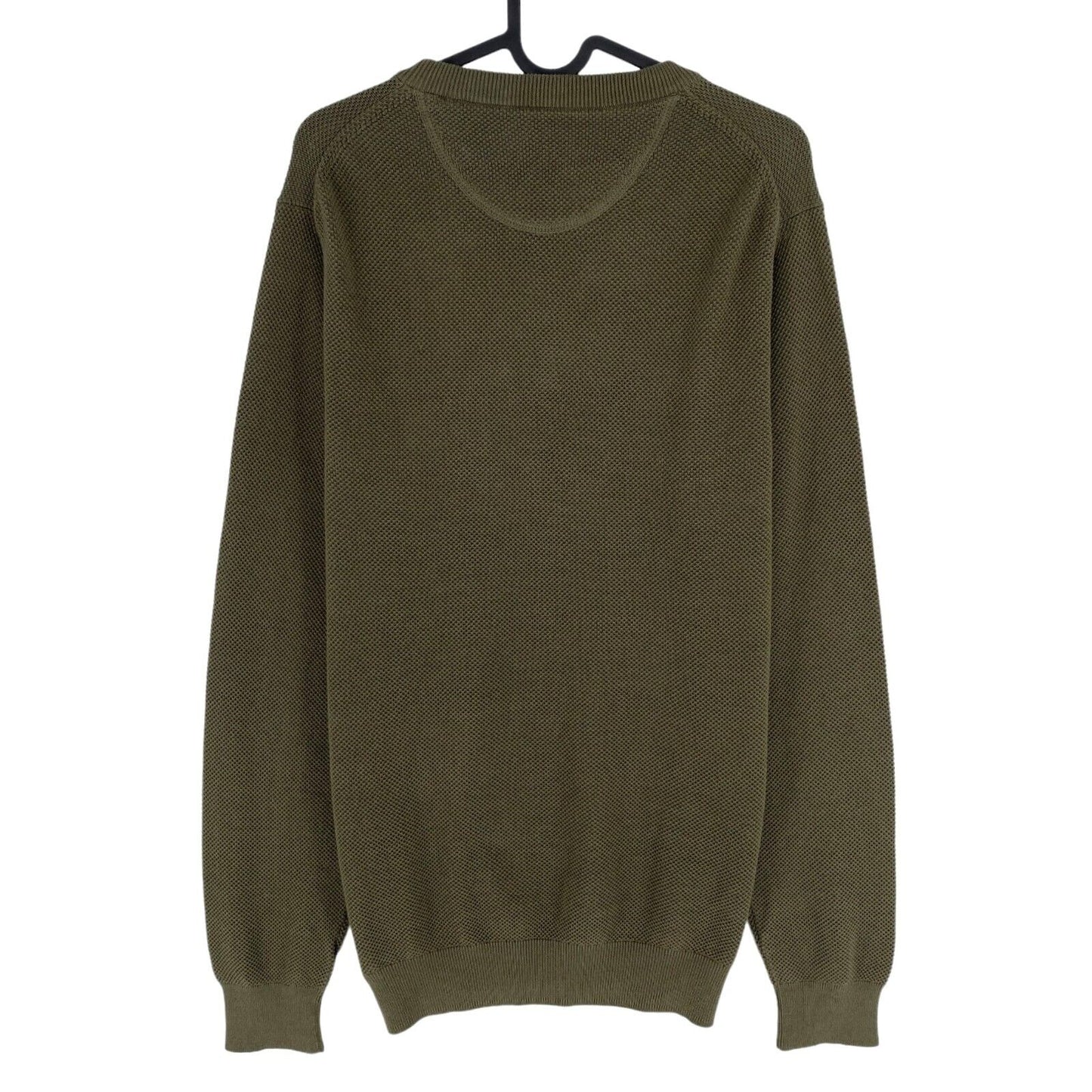 GANT Vert Foncé Coton Piqué Crew Neck Jumper Pull Taille L