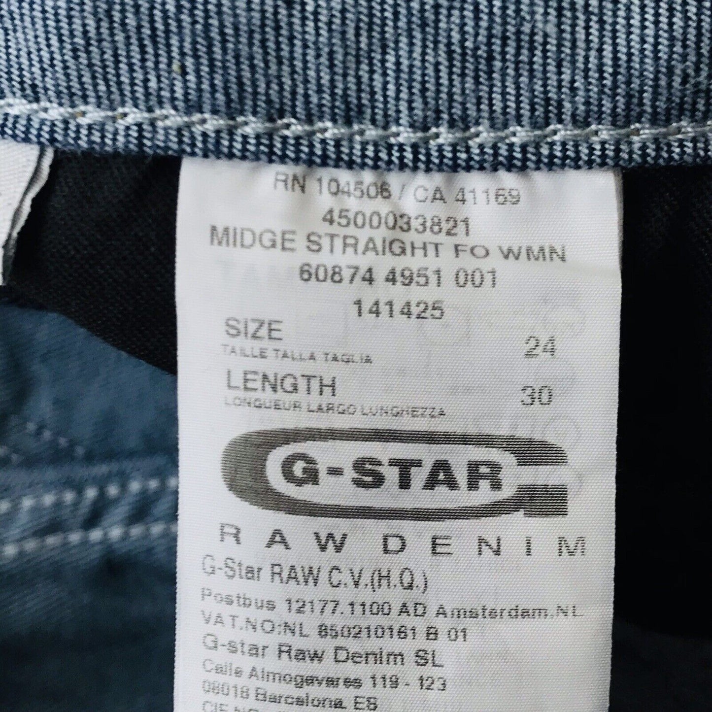 G-STAR RAW MIDGE Femme Bleu Foncé Regular Straight Fit Jeans W24 L30