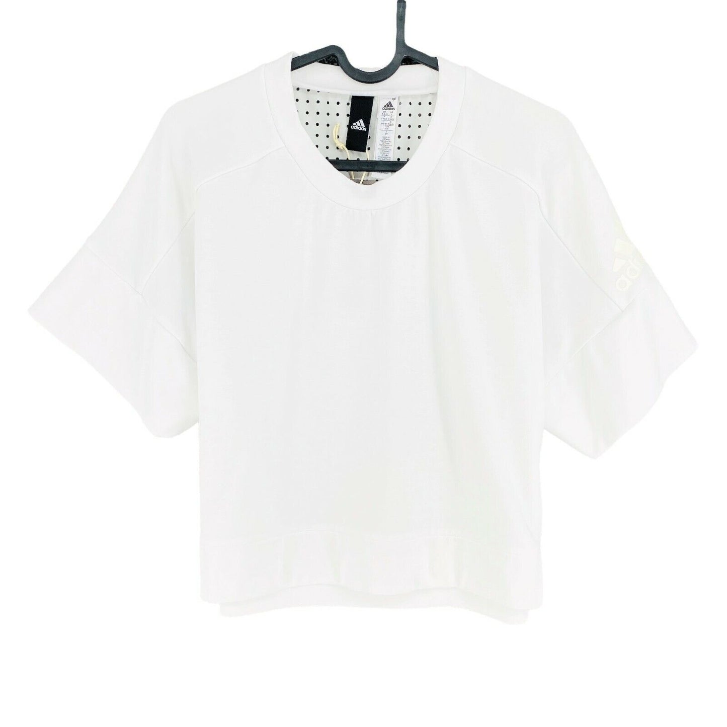 Adidas White Crew Neck Cropped T Shirt Size S