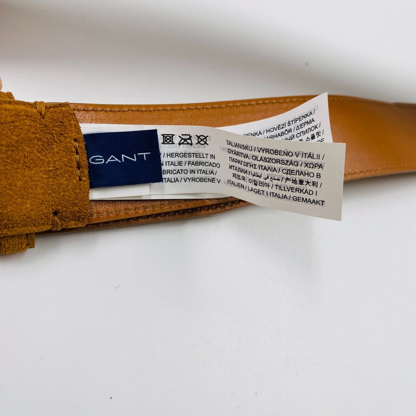 GANT Mens Brown Classic Suede Leather Belt Size 110 cm 43 Inches