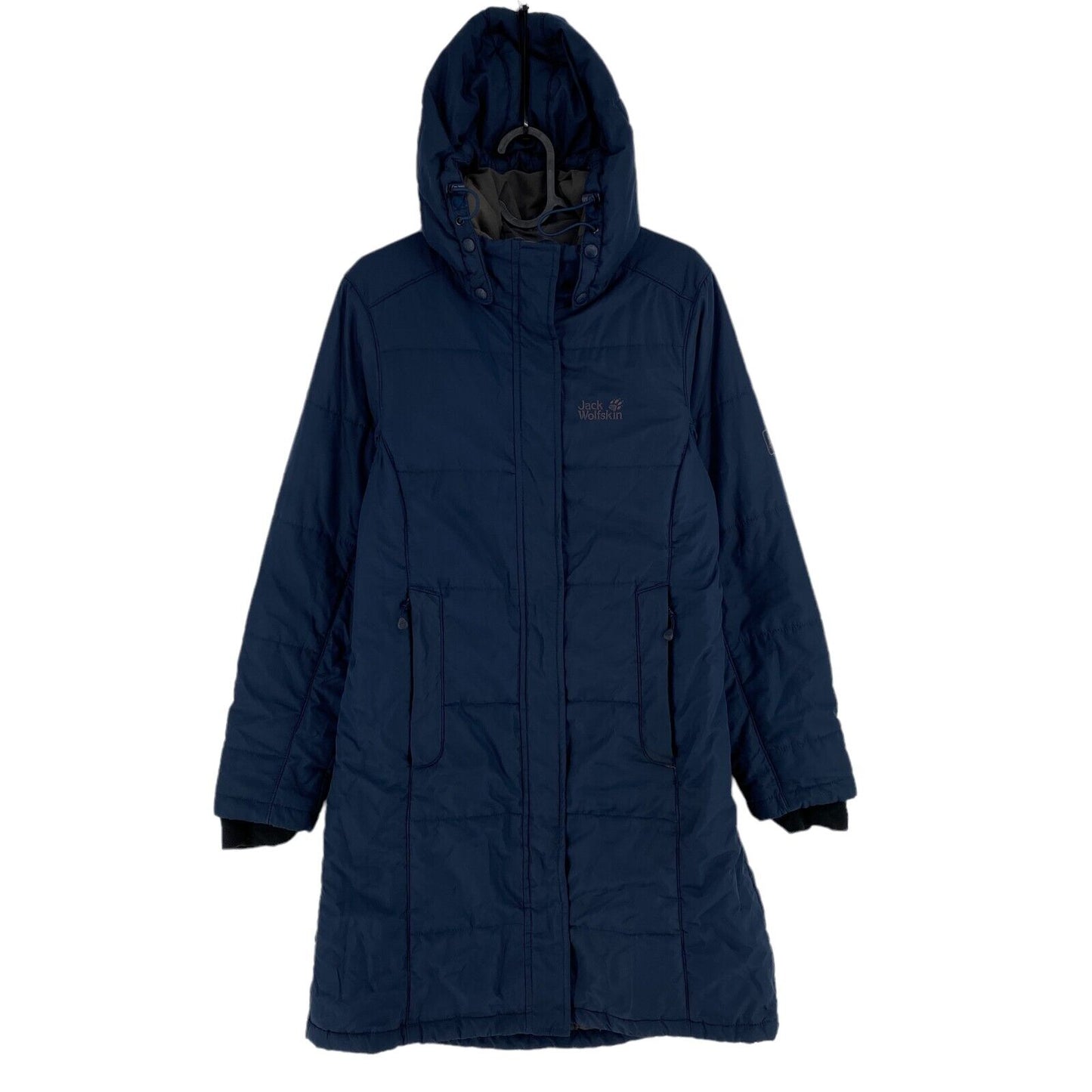 Jack Wolfskin Microguard Silver Navy Blue Hooded Parka Jacket Coat Size S