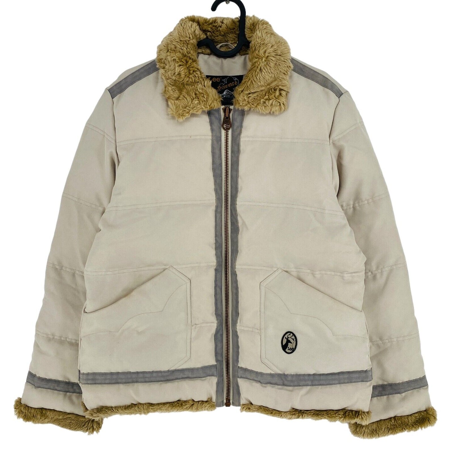 Lee Beige Puffer Jacket Coat Size L