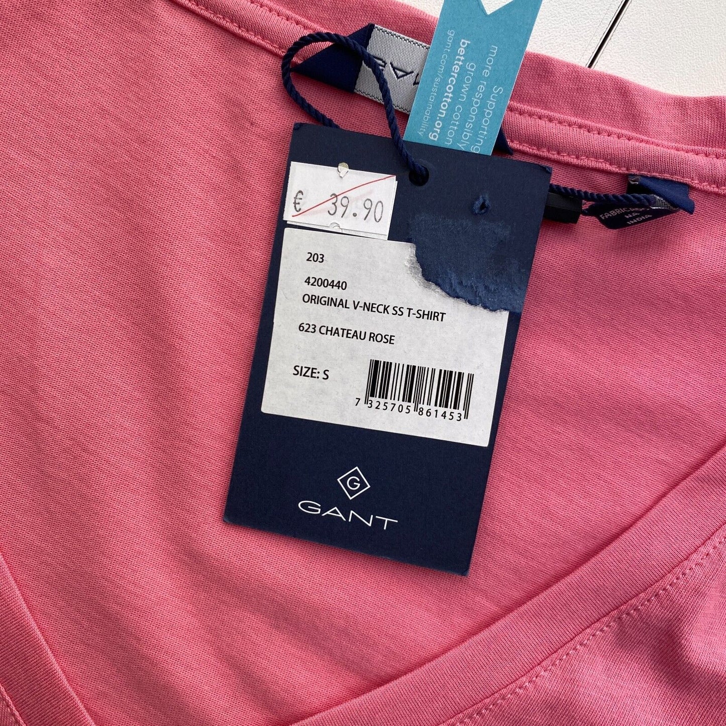 GANT T-shirt col V original rose taille S