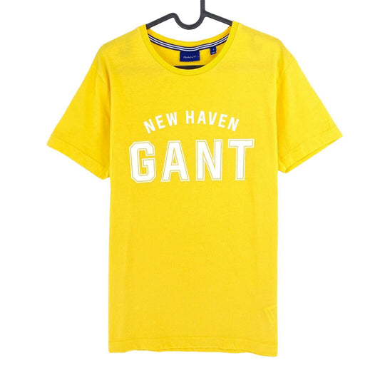 GANT T-Shirt mit Rundhalsausschnitt und Logo, Gelb, Größe L