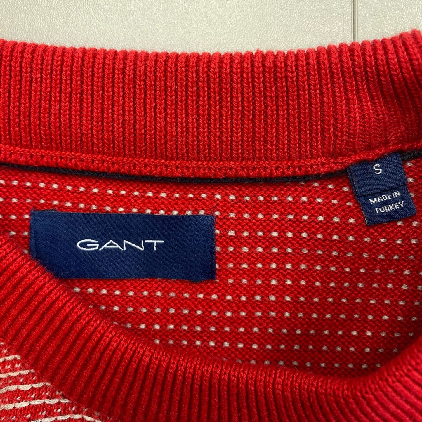 GANT Red Light Texture Crew Neck Sweater Pullover Size S