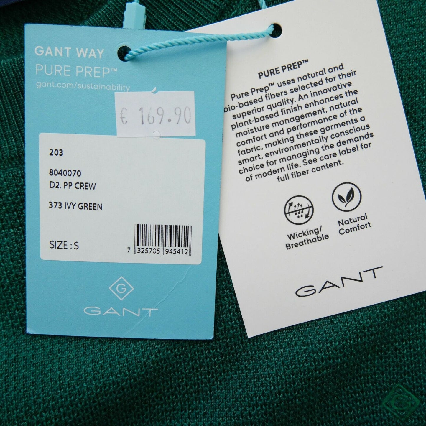 GANT Green Crew Neck Pure Prep Sweater Jumper Size S