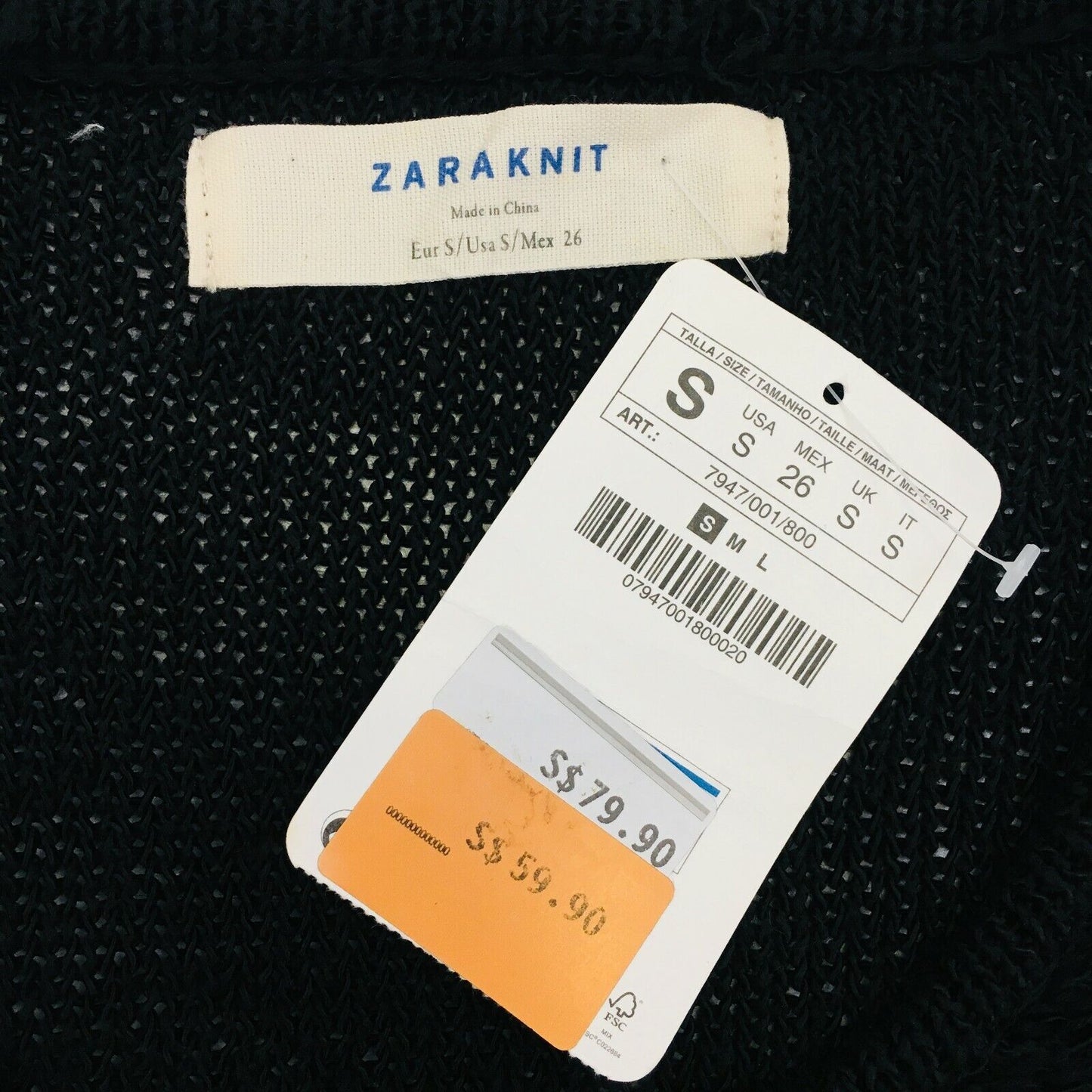 RRP 79$ ZARA Oversized Black Chunky Knit Jumper Sweater Size S