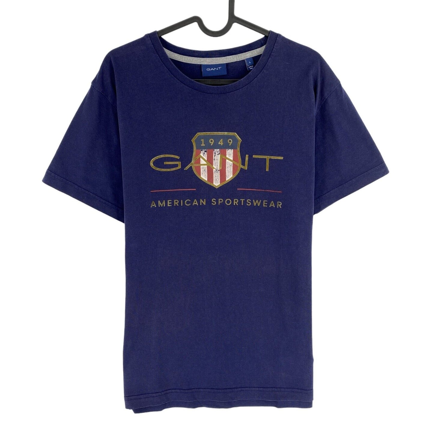 GANT Men Navy Blue Archive Shield Crew Neck Short Sleeve T Shirt Size L