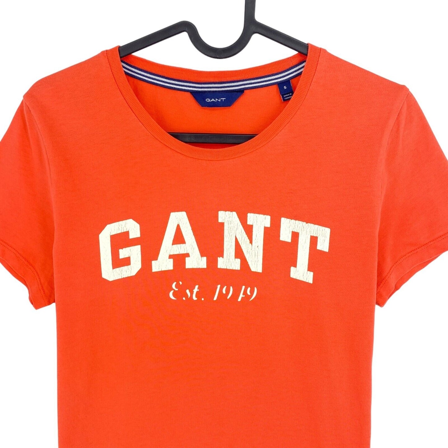 GANT Orange Logo Crew Neck T Shirt Size S