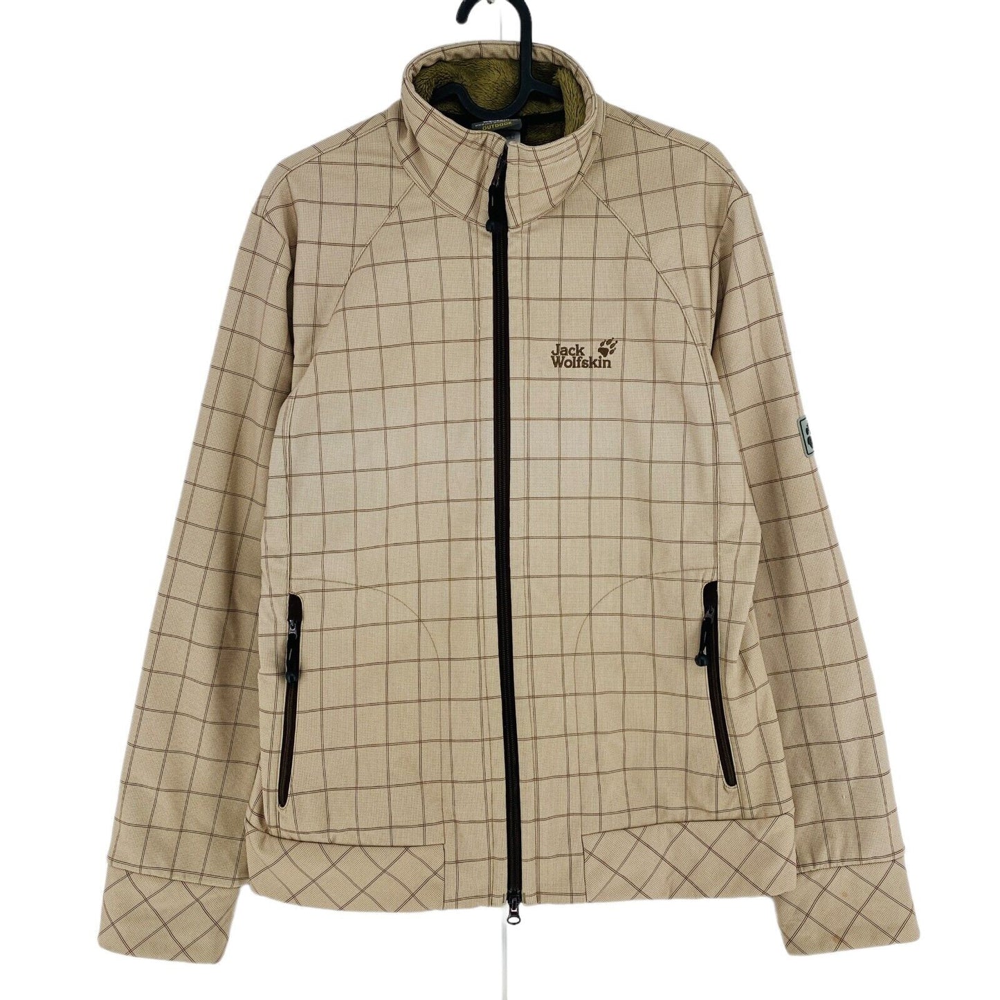 Jack Wolfskin Stormlock Softshell Check Beige Jacket Size L