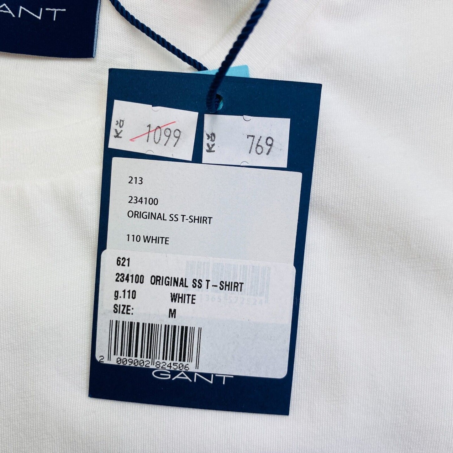 GANT White Original Crew Neck T Shirt Size M