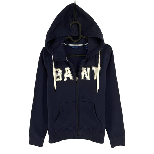 GANT Navy Blue Logo Full Zip Hoodie Sweater Jumper Size XS