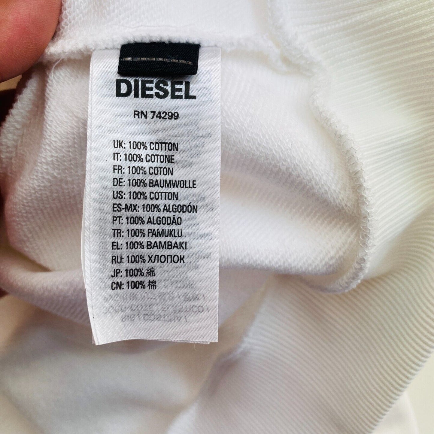 DIESEL Girls White SKRALOGO Cropped Hoodie Sweater Size 14 Years