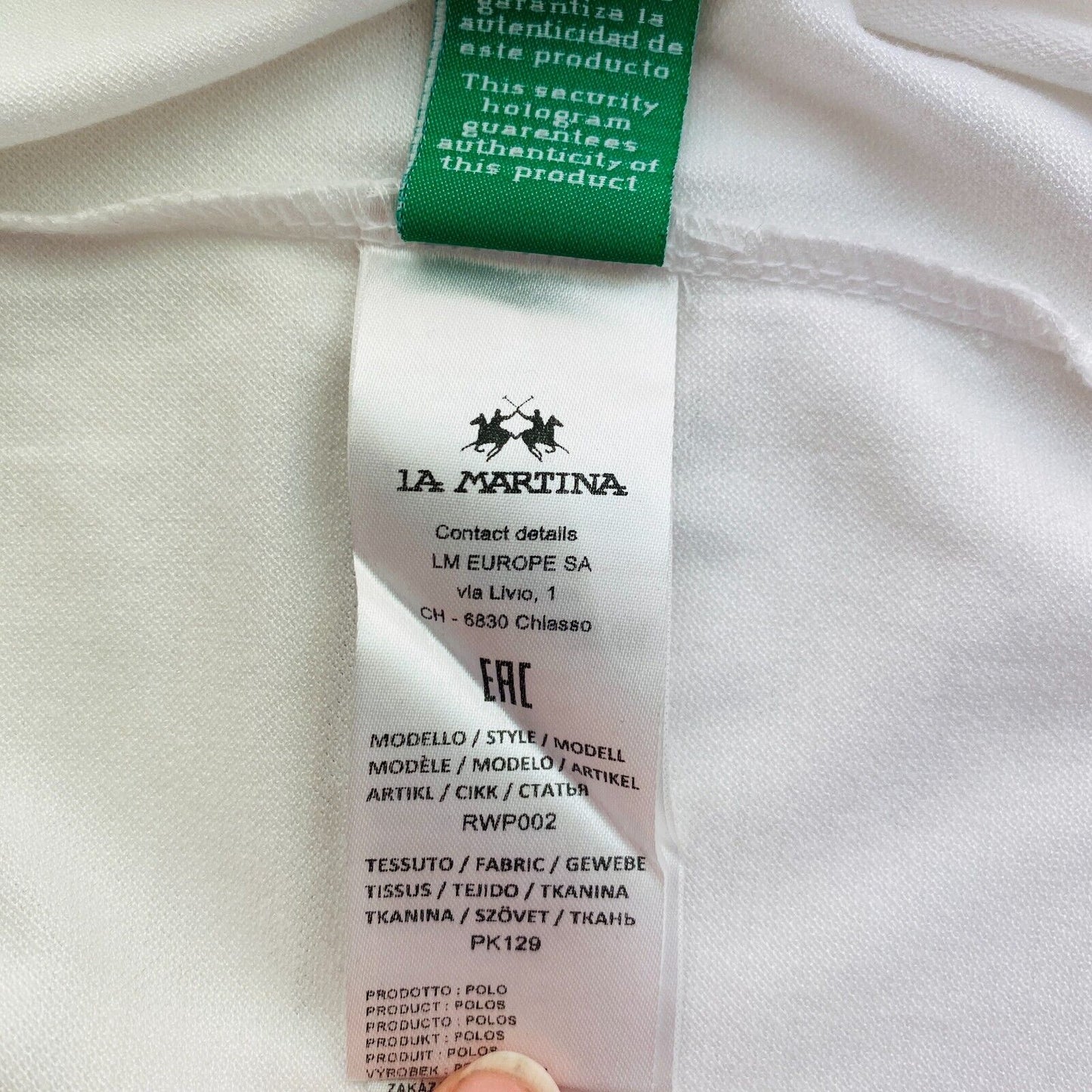 LA MARTINA White Viscose Piquet Polo Shirt Size 2 / S