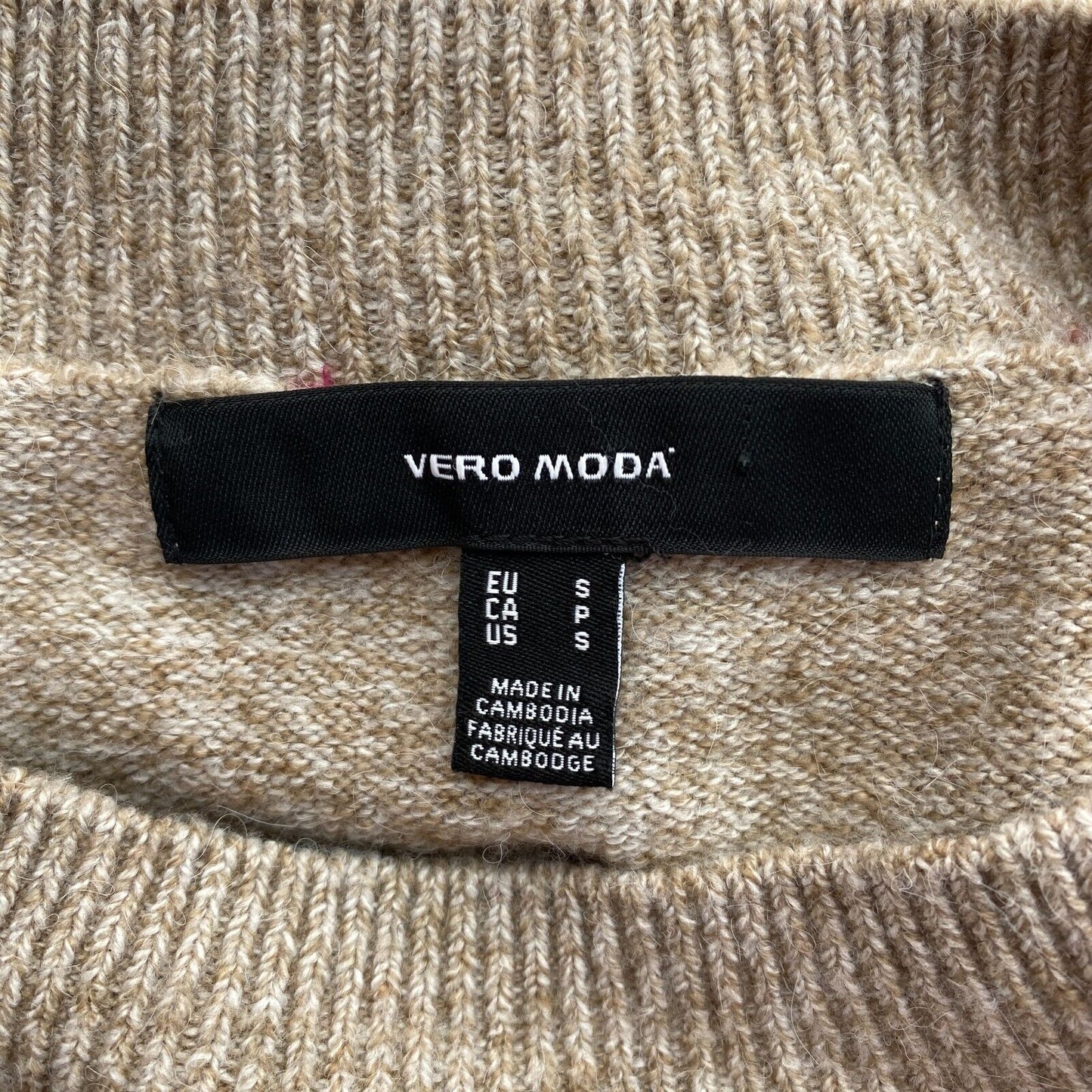 VERO MODA Womens Brown Crew Neck Long Sweater Jumper Size S