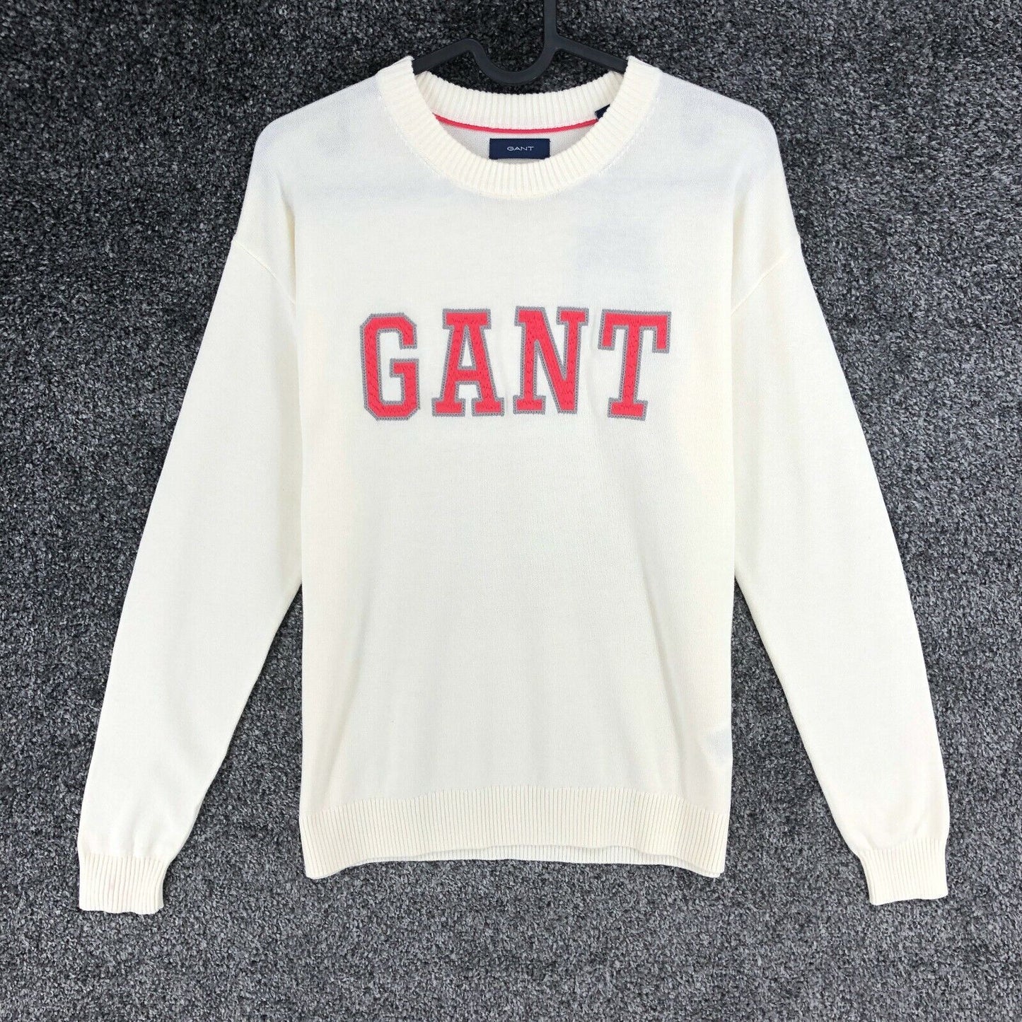 GANT Beige Crew Neck Logo Jumper Sweater XS