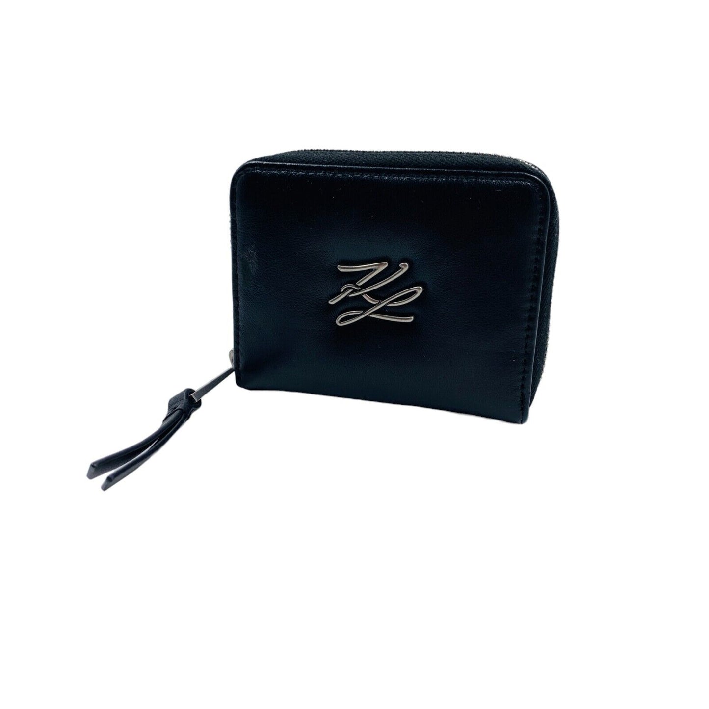 Karl Lagerfeld Black Women Zip Around Lamb Leather Wallet